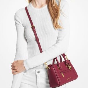New MK Carine Extra-Small‎ Pebbled Leather Satchel
